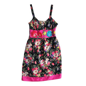 Johnny Was Dress Floral Print Embroidered Flowers Fit & Flare Size S Baby doll